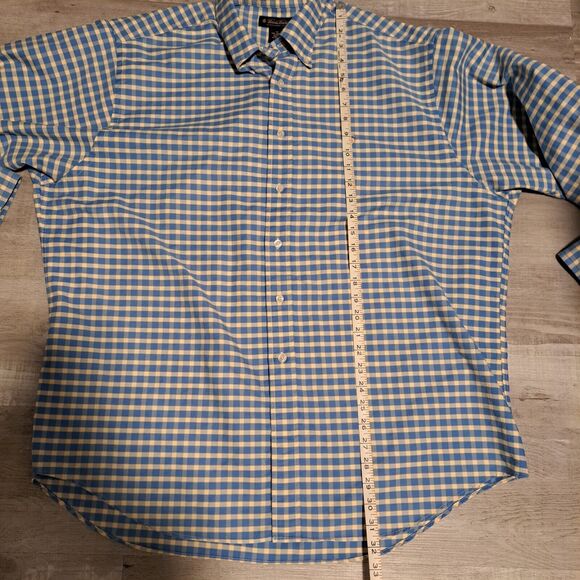 Brooks Brothers Shirt Mens XL Blue Yellow Gingham Supima Cotton Button Down - Picture 7 of 11